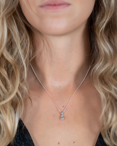 14K Gold Aquamarin Halsketten Anhanger Goldkette enthalten