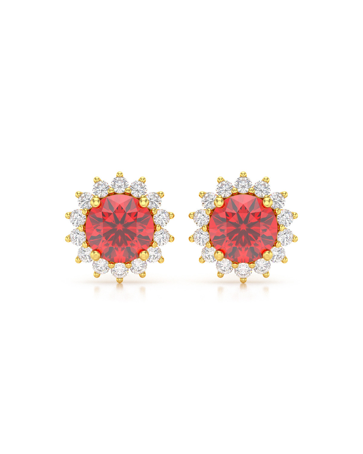 14K Gold Ruby Diamonds Earrings