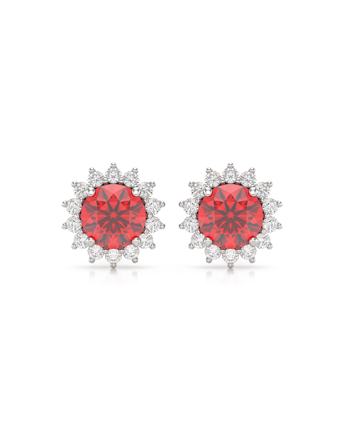 Boucles d'oreille Rubis et Diamants sur Argent 925 2.61grs