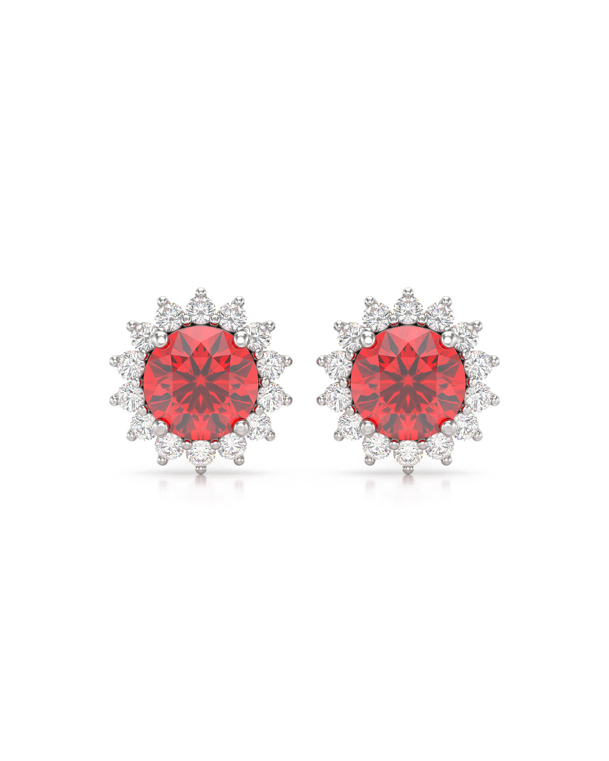 Pendientes Rubi y Diamantes Plate de Ley 925