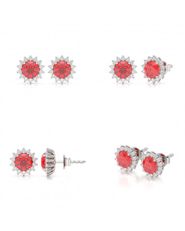 Pendientes Rubi y Diamantes Plate de Ley 925