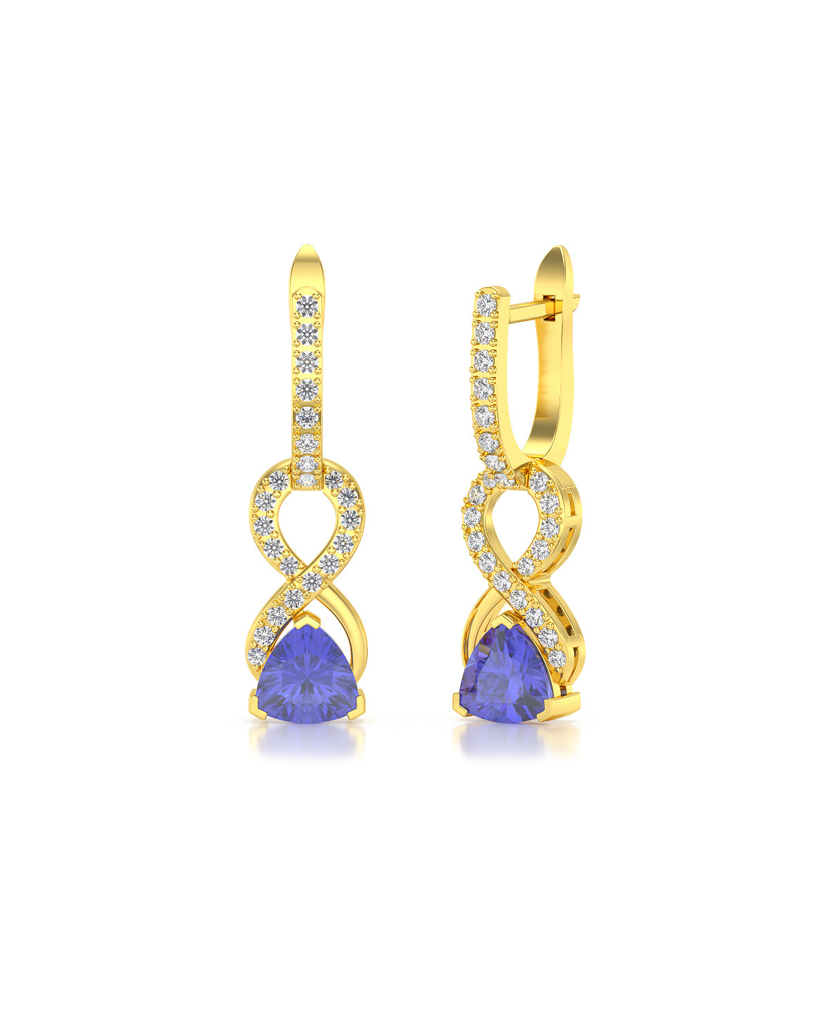 Gold Tanzanite Diamonds Earrings