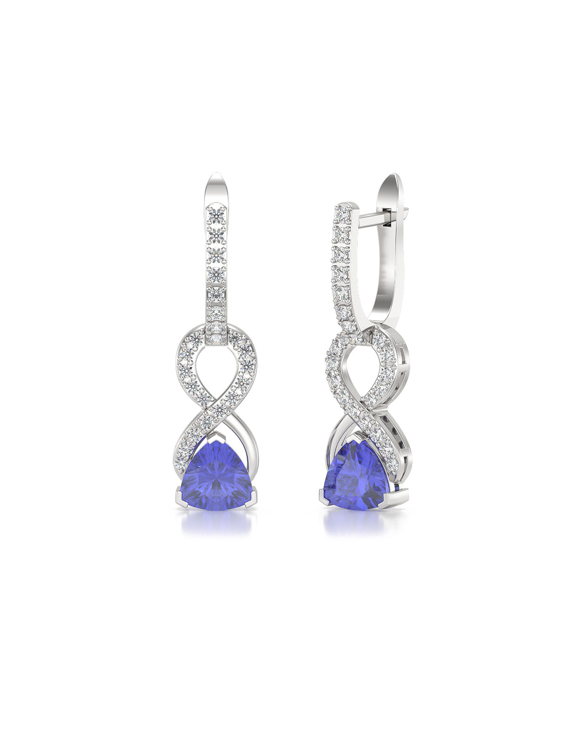 925 Silber Tanzanit Diamanten Ohrringe