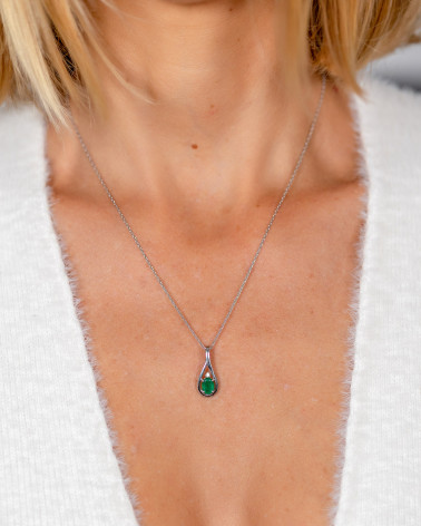 14K Gold Emerald Diamonds Necklace Pendant Gold Chain included