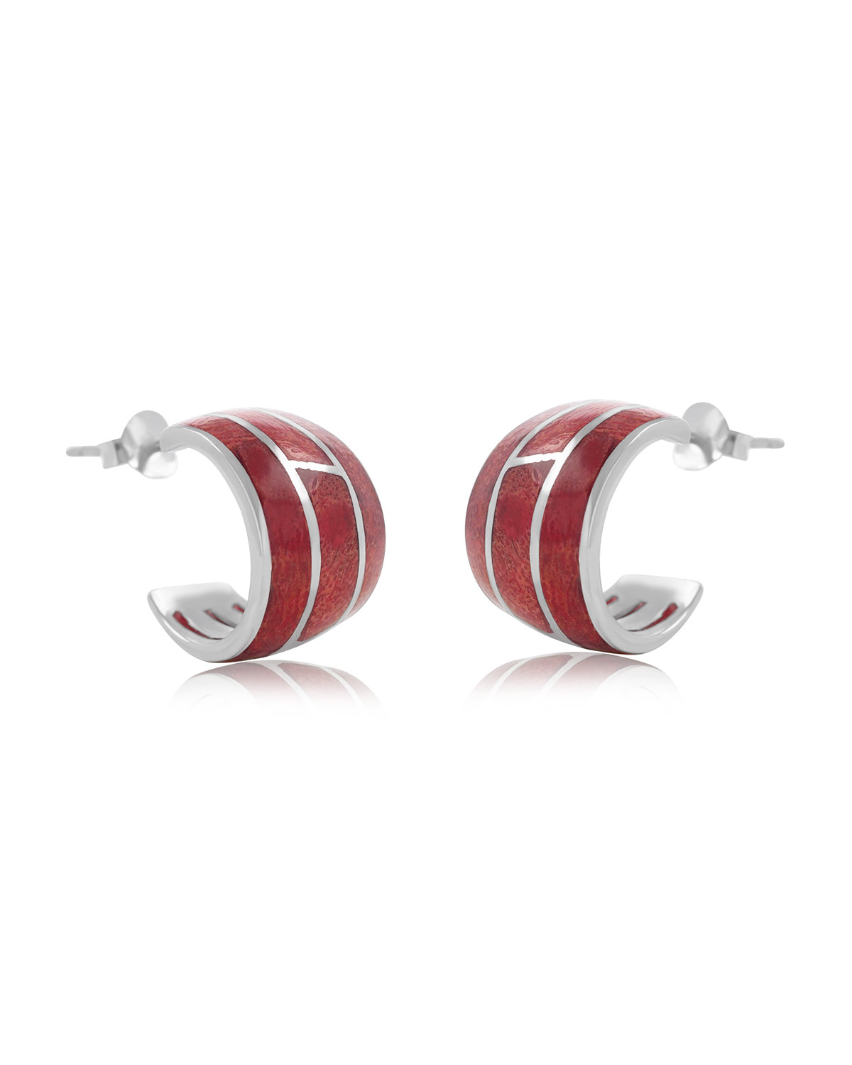 Ethnic style coral earrings in 925 silver