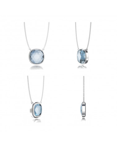 Sky Blue Topaz Necklace Set in Rhodium-plated 925 Silver