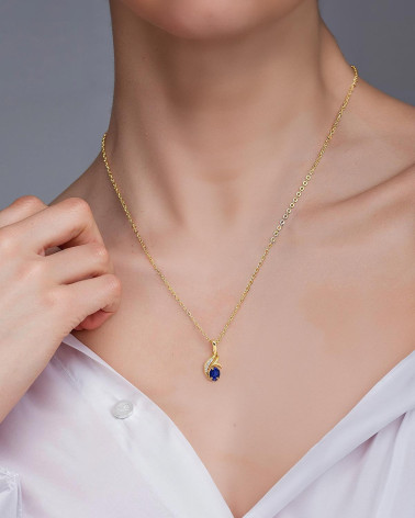 14K Gold Saphir Diamanten Halsketten Anhanger Goldkette enthalten