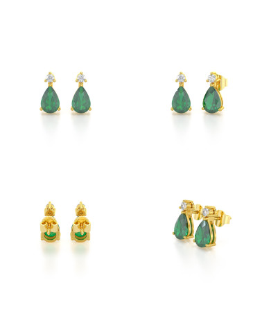 Orecchini in Oro 14K Smeraldo Diamanti