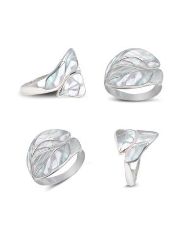 Explora las múltiples facetas y la finura de nuestro anillo artesanal de nácar de abulón y plata.