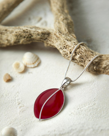 Colgante Elegancia Marina en plata 925 y coral rojo natural