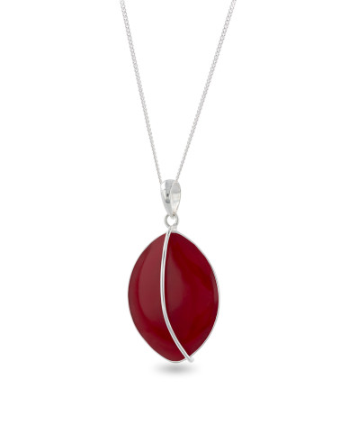 Marine Elegance Pendant in Red Coral and 925 Silver