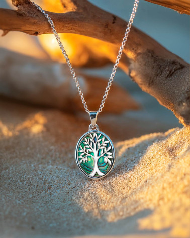 Tree of Life Pendant in Multicolor Abalone Shell and 925 Silver