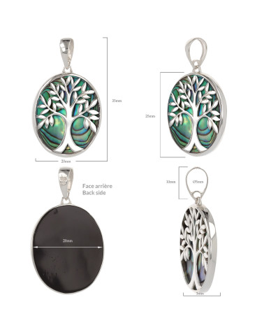 Tree of Life Pendant in Multicolor Abalone Shell and 925 Silver
