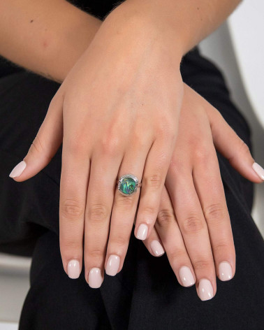 Anelli Madreperla Abalone Etnico Argento Massiccio 925