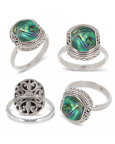 925 Sterlingsilber Perlmutt Abalone Ethnic Ringe