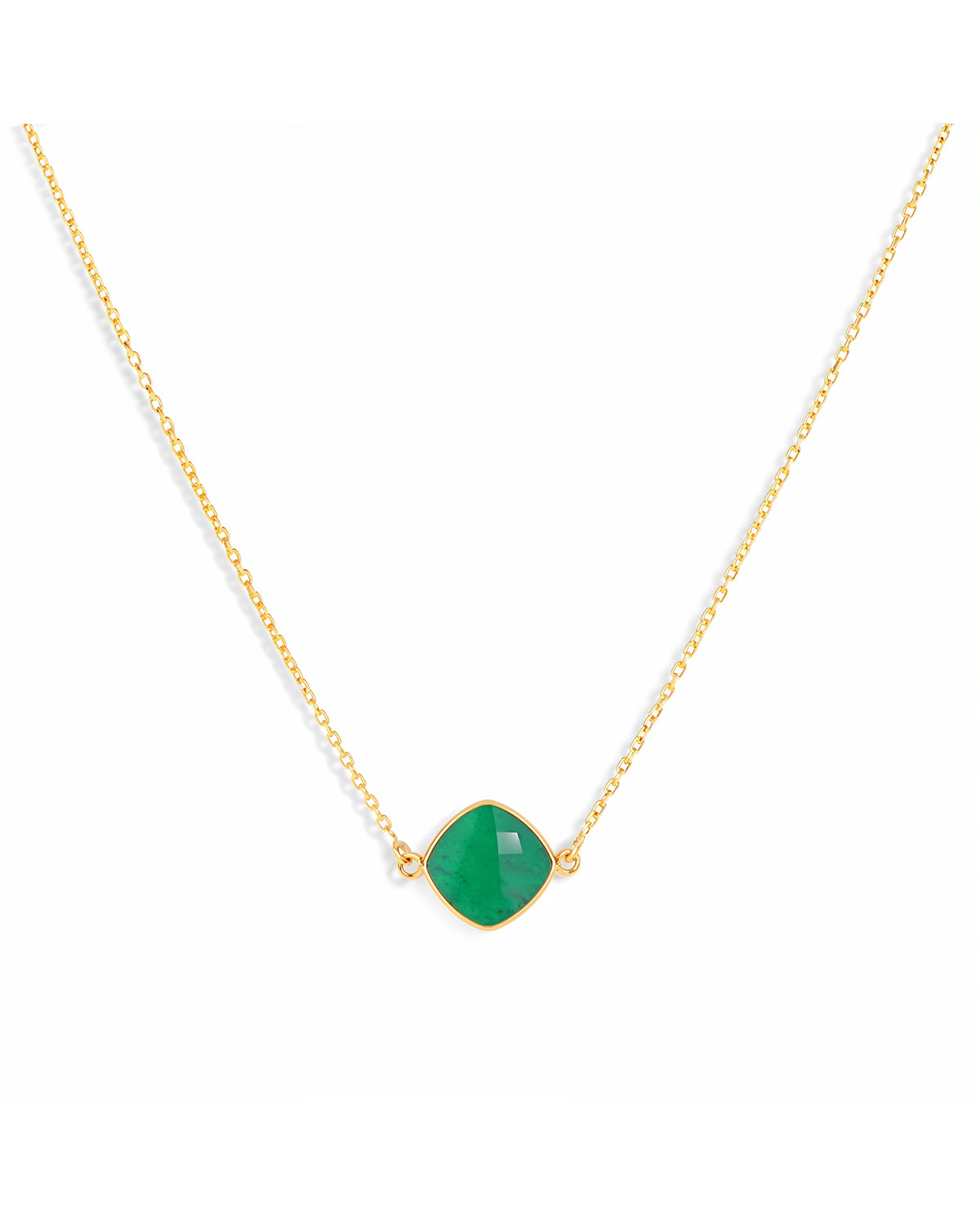 Collar de Esmeralda Tratada en Plata 925 Chapada en Oro 18K - Jelena | Aden