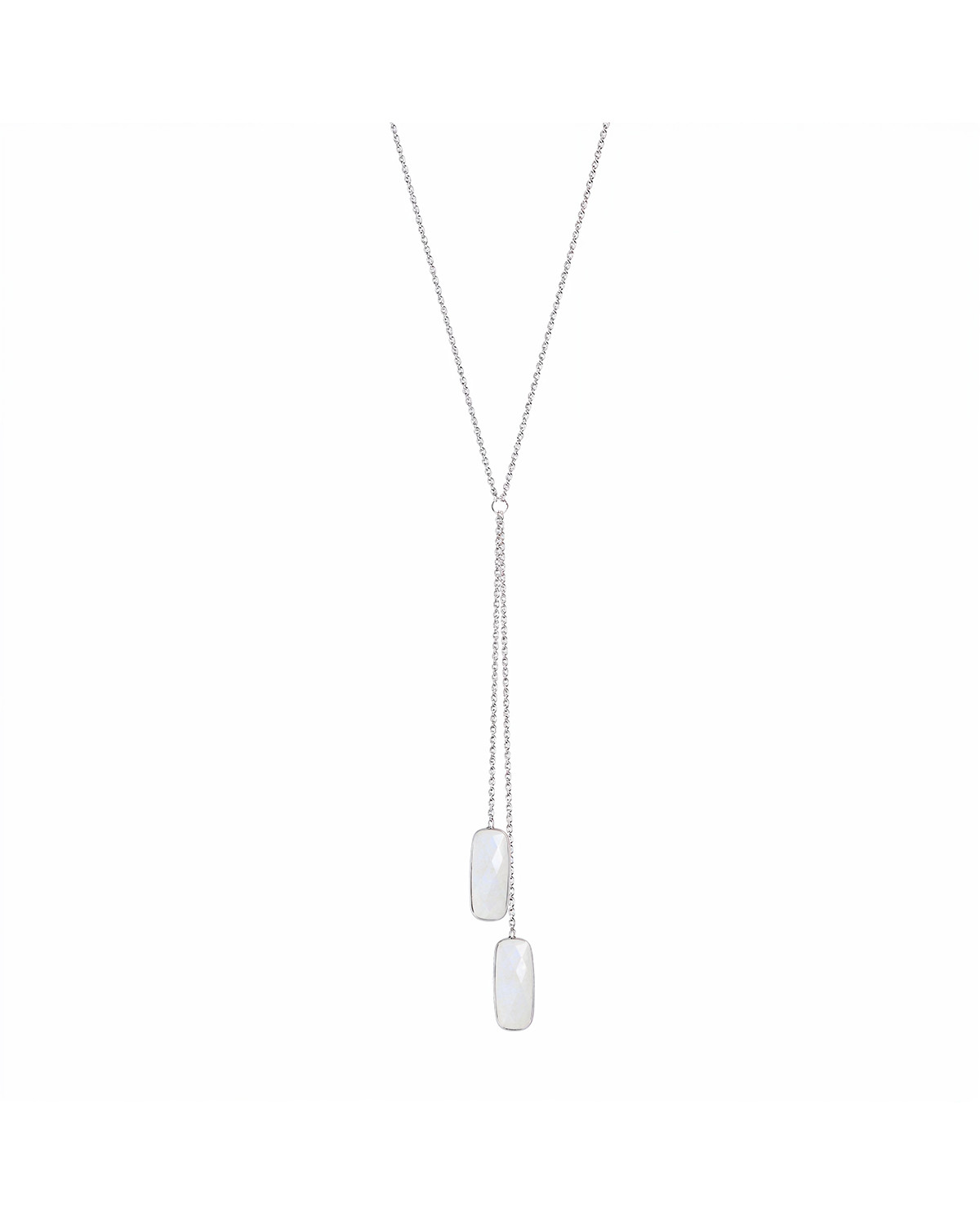 Collar de Cadena en Plata 925 con Piedras Luna Facetadas - Halima