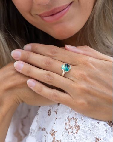 925 Sterling Silver Ring with Red Coral - Maristella