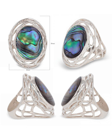 925 Sterlingsilber Perlmutt Abalone Ovale Form Ringe