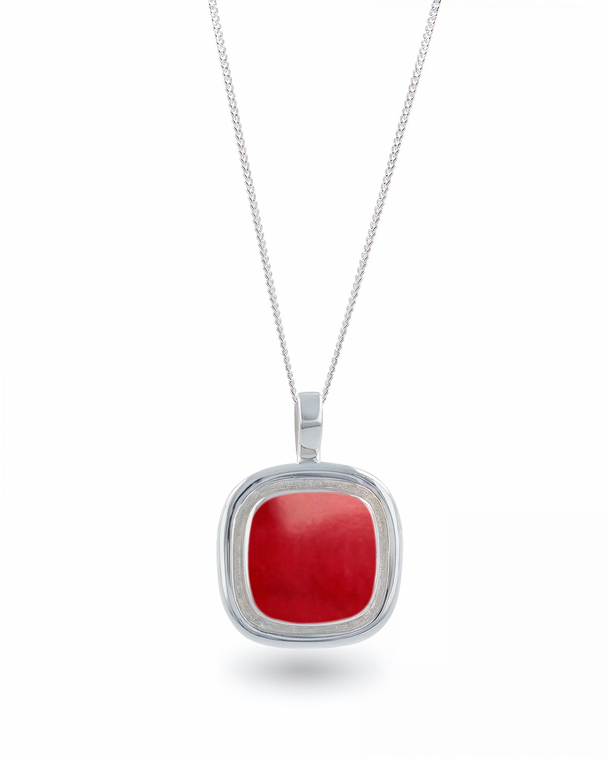Anhänger aus Roter Koralle und 925 Silber mit 45 cm Kette - Alina