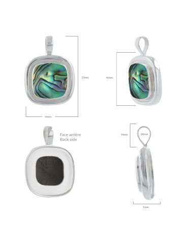 Pendentif Alina Nacre Abalone - Vue sous différents angles - Face avant et arrière
