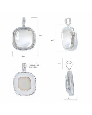 Pendentif en Nacre Blanche et Argent 925 avec Chaîne 45 cm - Alina