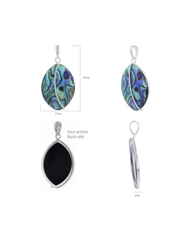 Séléna Abalone Mother of Pearl Pendant - Different angle views - Front and back sides
