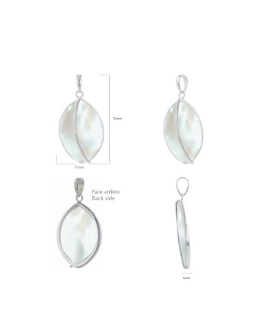 Ensemble de Pendentifs Séléna - Bijoux Feuille Nacre Blanche - Vues Sous Différents Angles