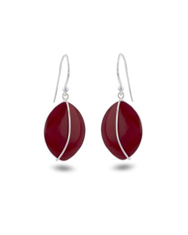 Séléna Blatt-Ohrringe aus 925 Silber mit natürlicher roter Koralle