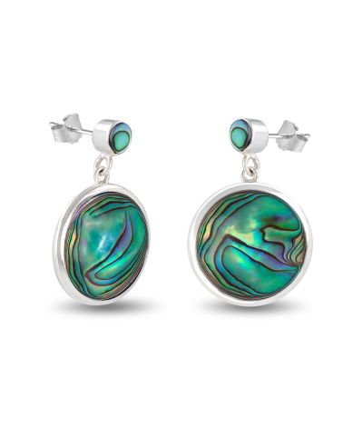 Orecchini etnici in madreperla bianca con montatura in argento 925