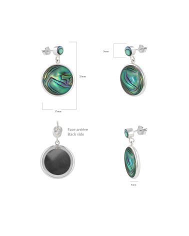 White mother-of-pearl ethnic earrings set in 925 silver