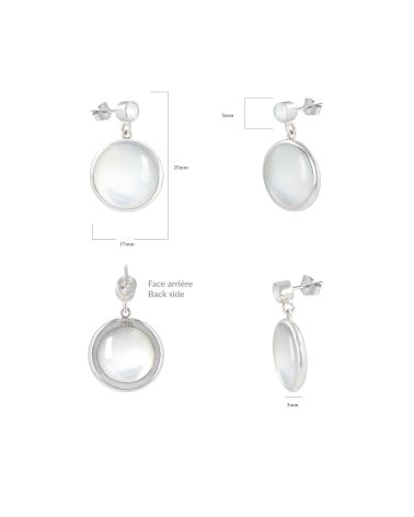 Orecchini etnici in madreperla bianca con montatura in argento 925