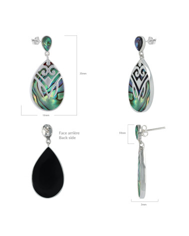 White mother-of-pearl ethnic earrings set in 925 silver
