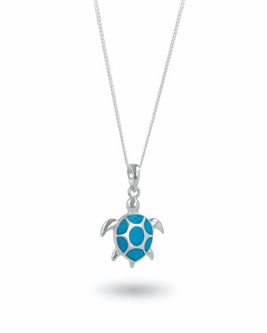 Turquoise Turtle Pendant in 925 Silver - HONU Collection - Lucky Charm Stone