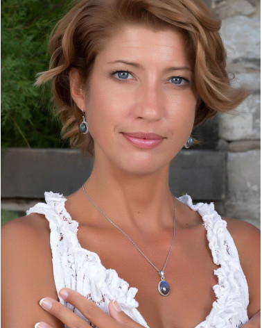 Boucles d'Oreilles en Labradorite Naturelle et Argent 925 - AURORA