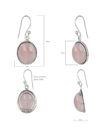 Boucles d'Oreilles en Quartz Rose et Argent 925 - AURORA ROSA