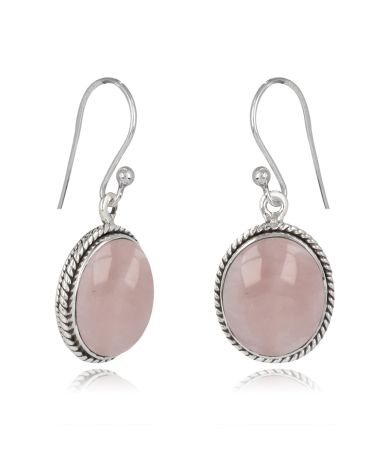 Boucles d'Oreilles en Quartz Rose et Argent 925 - AURORA ROSA