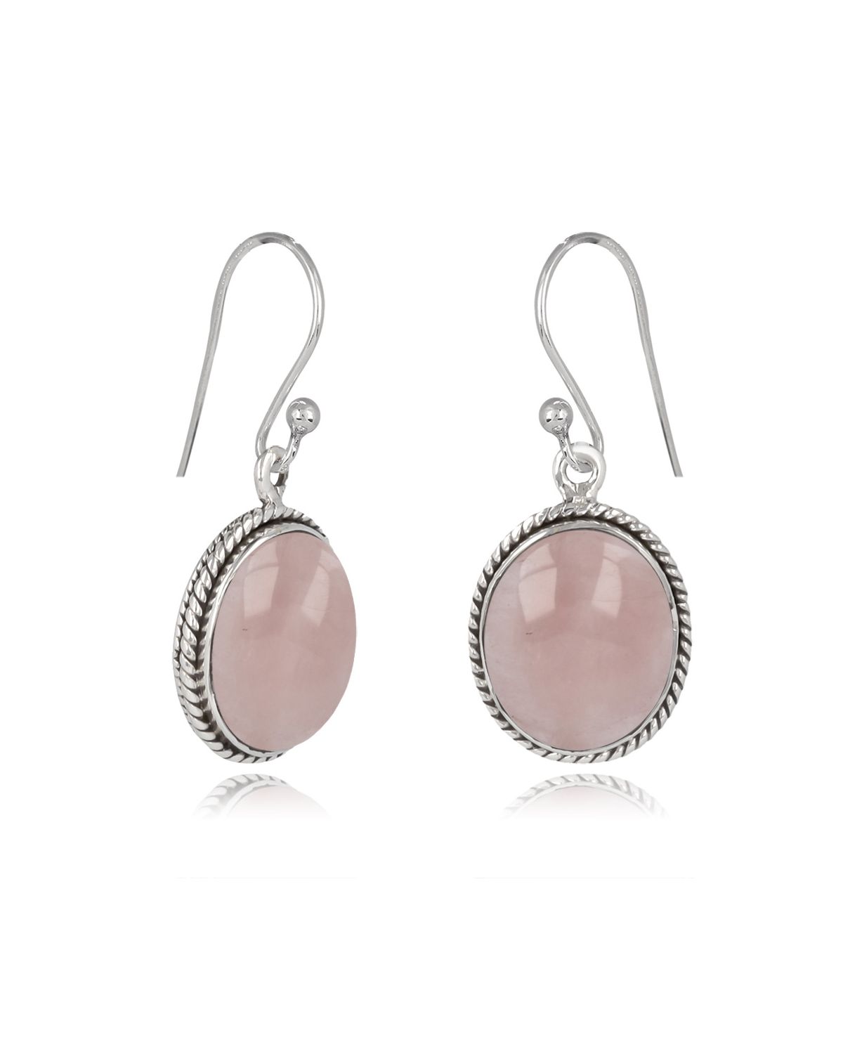 Boucles d'Oreilles en Quartz Rose et Argent 925 - AURORA ROSA
