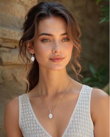 925 Sterling Silver Moonoval Shape Pendant