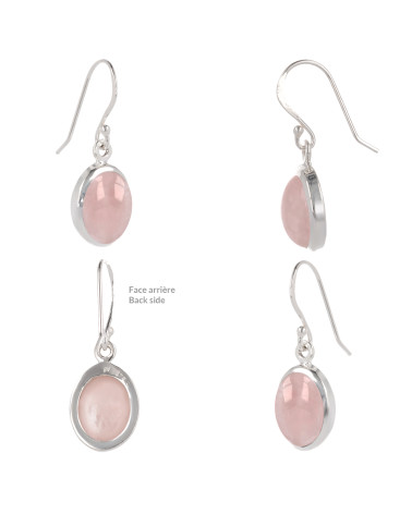 Orecchini Quarzo Rosa Forma Ovale Argento Massiccio 925