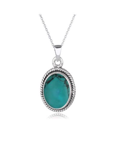 Colgante Turquesa Forma Oval Plata de Ley 925