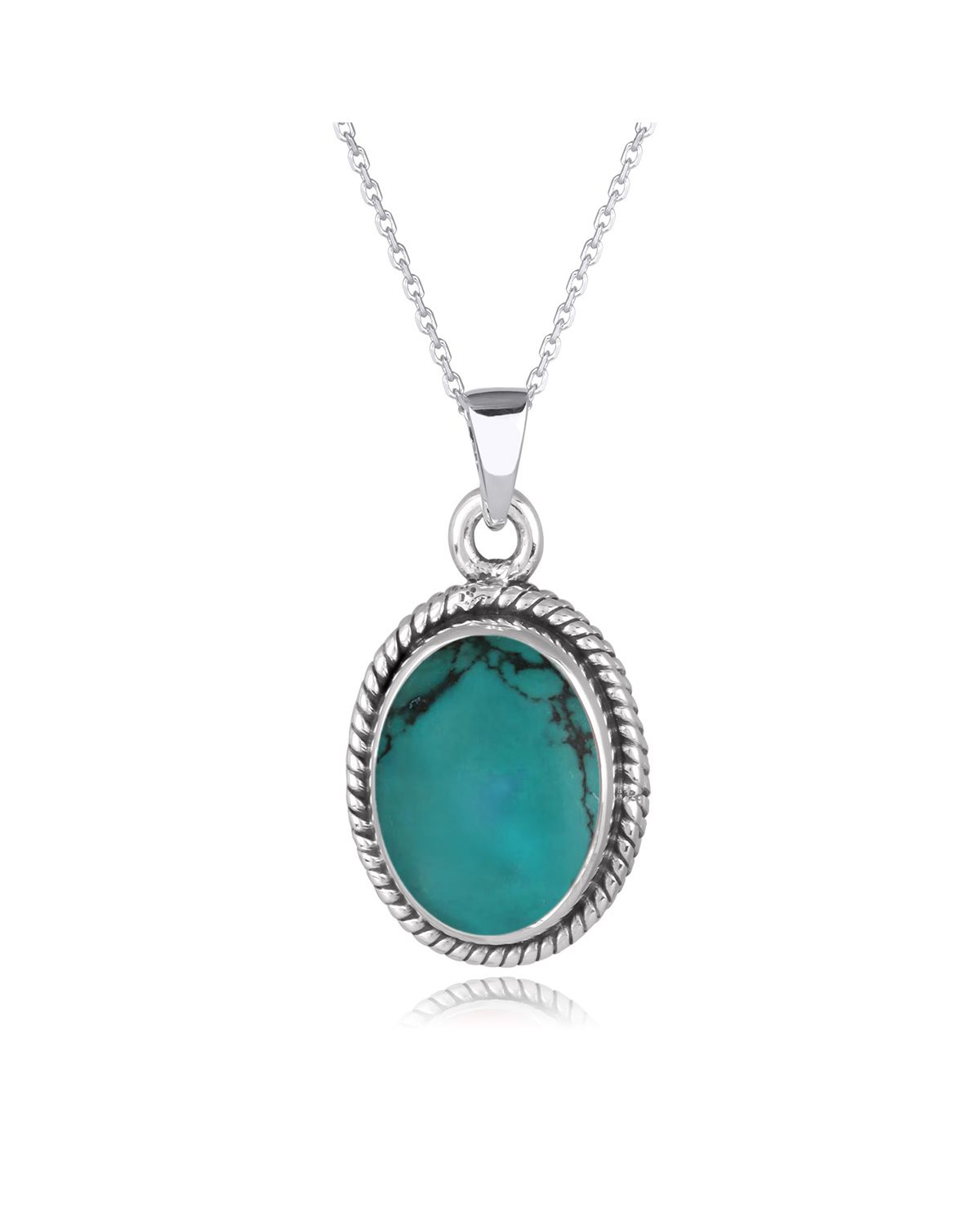 Pendentif en Turquoise Naturelle et Argent 925 - AURORA TURQUOISE
