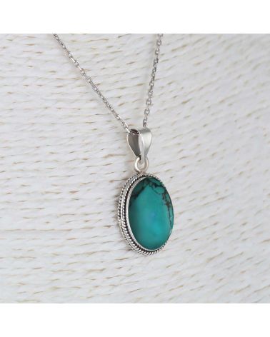 Pendente Turchese Forma Ovale Argento Massiccio 925