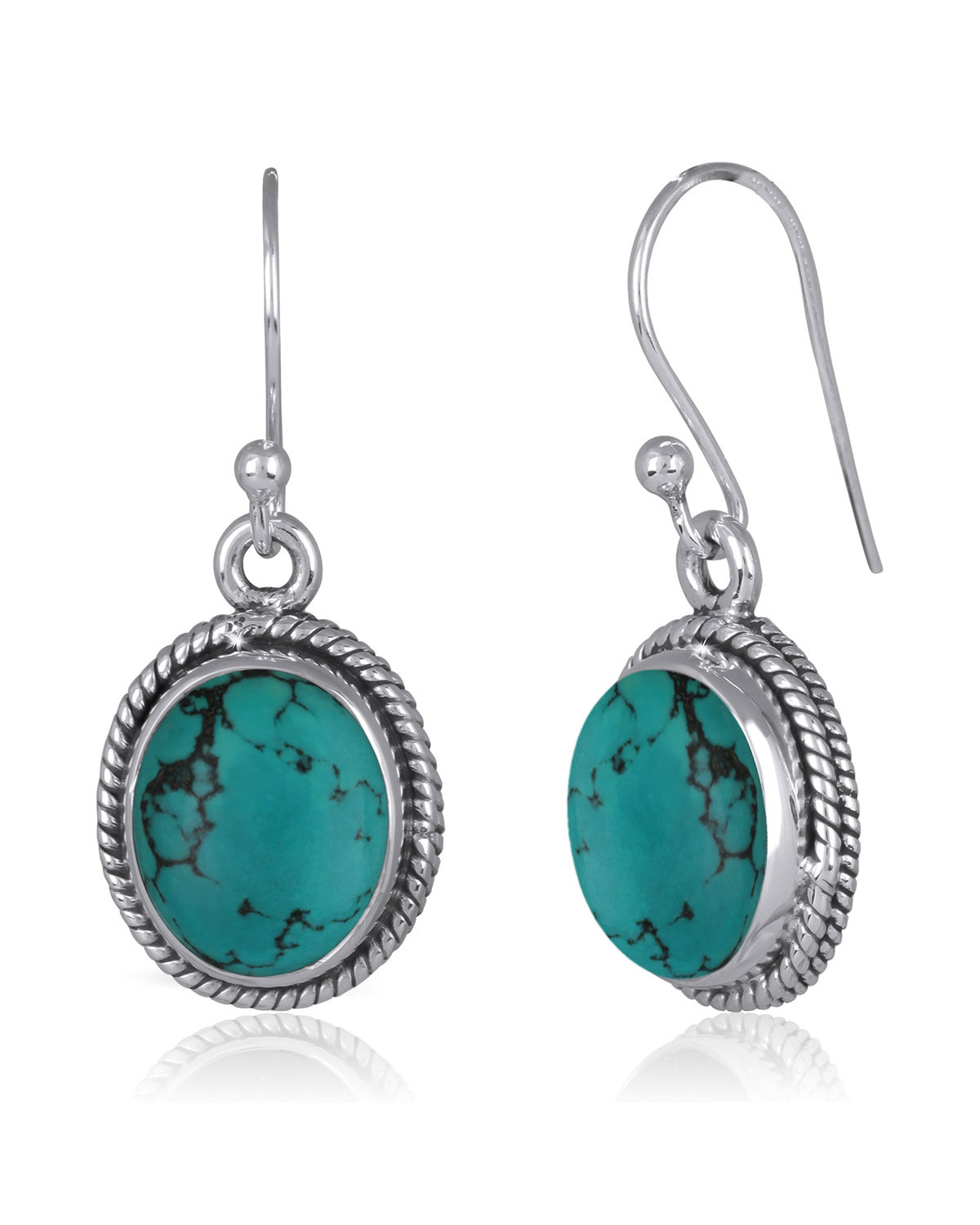 Boucles d'Oreilles en Turquoise Naturelle et Argent 925 - AURORA TURQUOISE