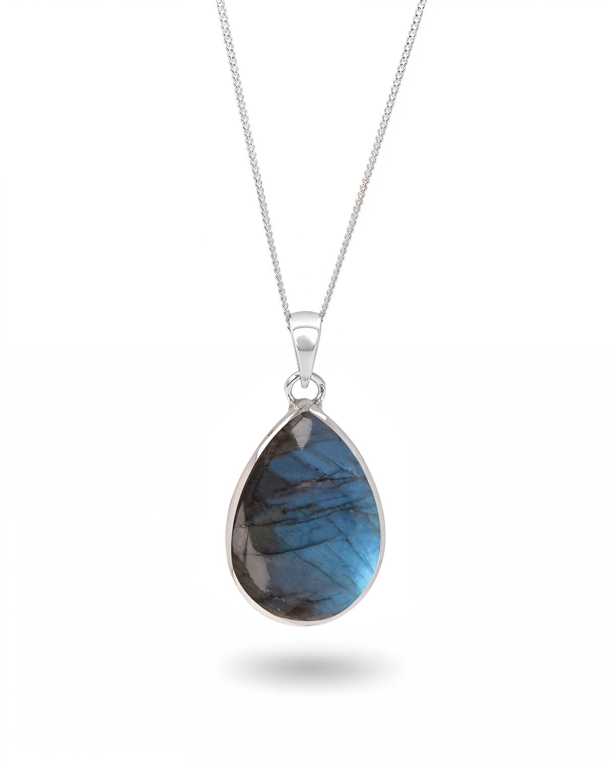 Natural Labradorite and 925 Silver Pendant - SELENE LABRADORITE