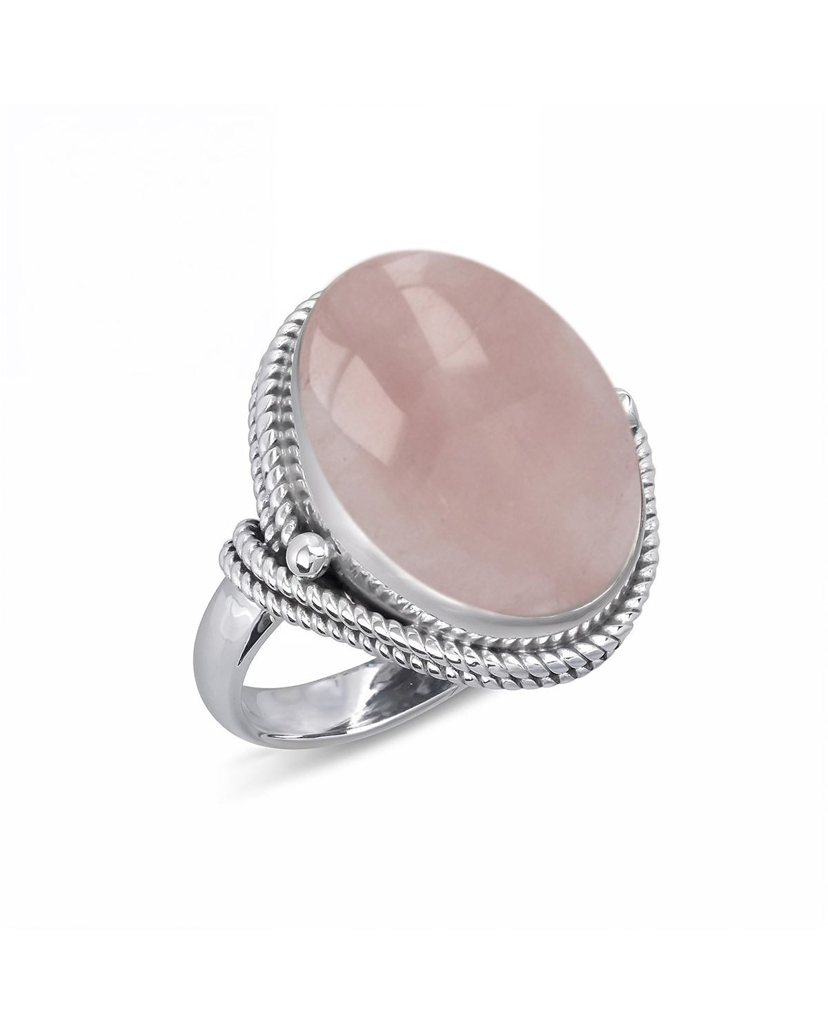 Anelli Quarzo Rosa Forma Ovale Argento Massiccio 925