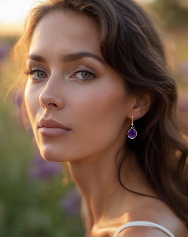 Boucles d'Oreilles en Améthyste Naturelle et Argent 925 - ILHONA