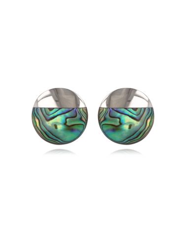 Orecchini Madreperla Abalone Forma Rotonda Argento Massiccio 925