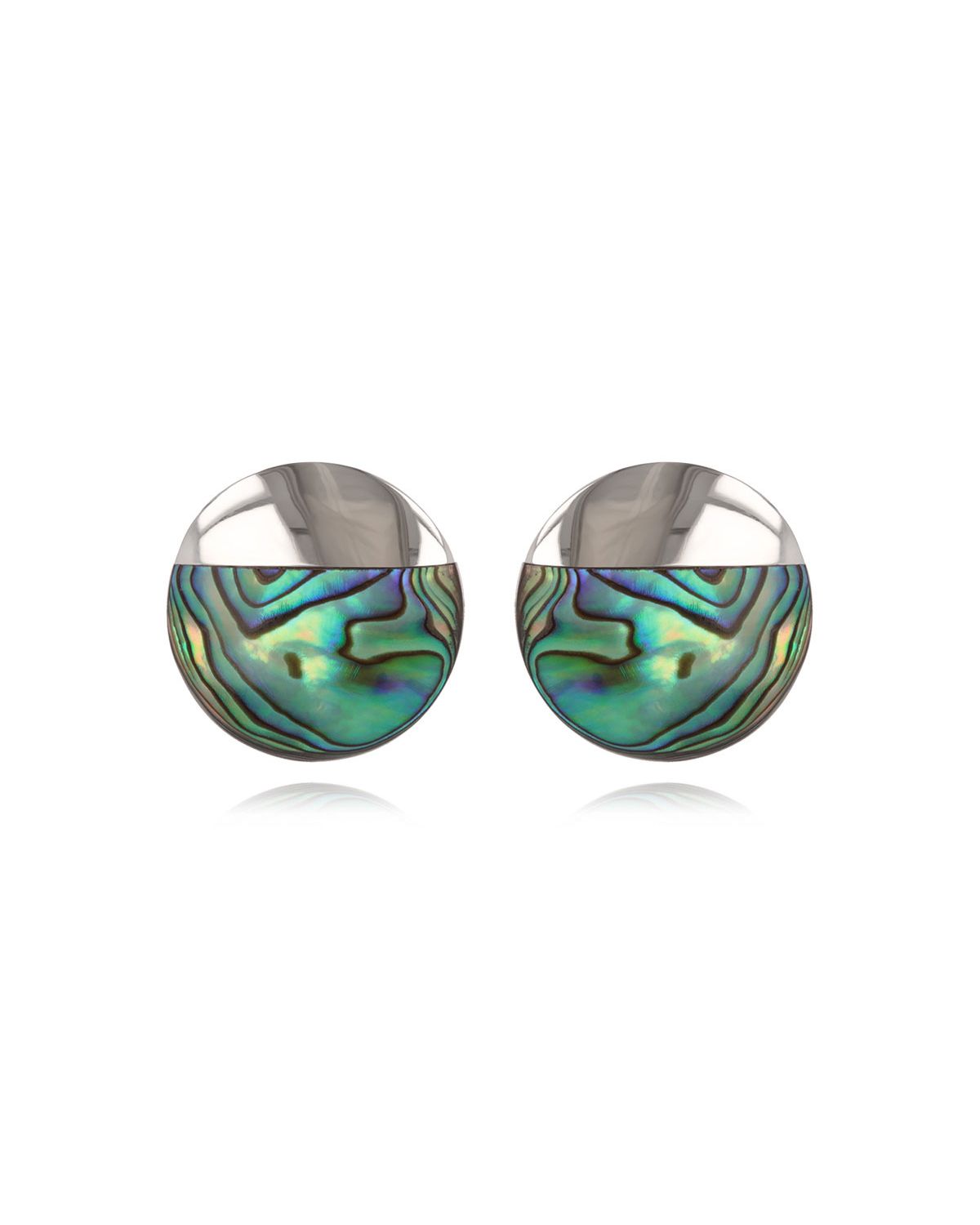 925 Sterlingsilber Perlmutt Abalone Rund Form Ohrringe