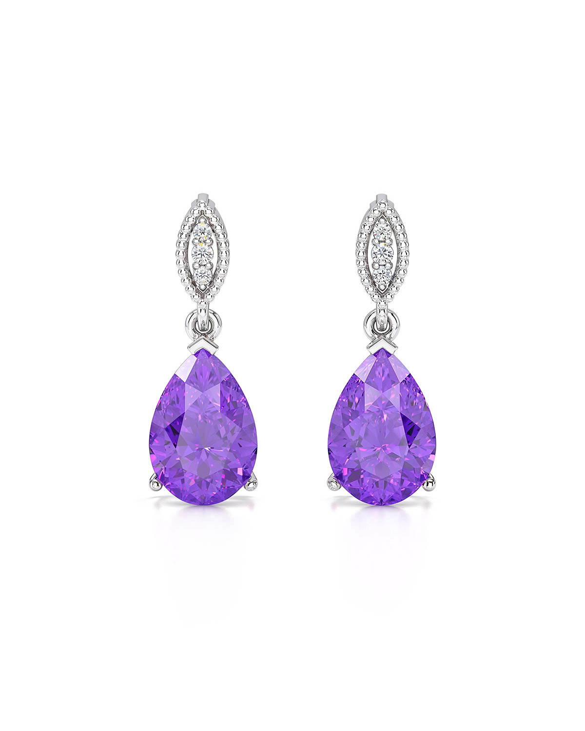 Pendientes de Amatista, Diamantes y Plata 925 - VIVIENNE